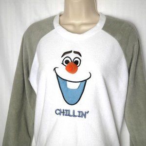 4/$25 Disney Olaf Face Fleece Pajama Top Long Sleeve 3D Nose White Gray Youth XL
